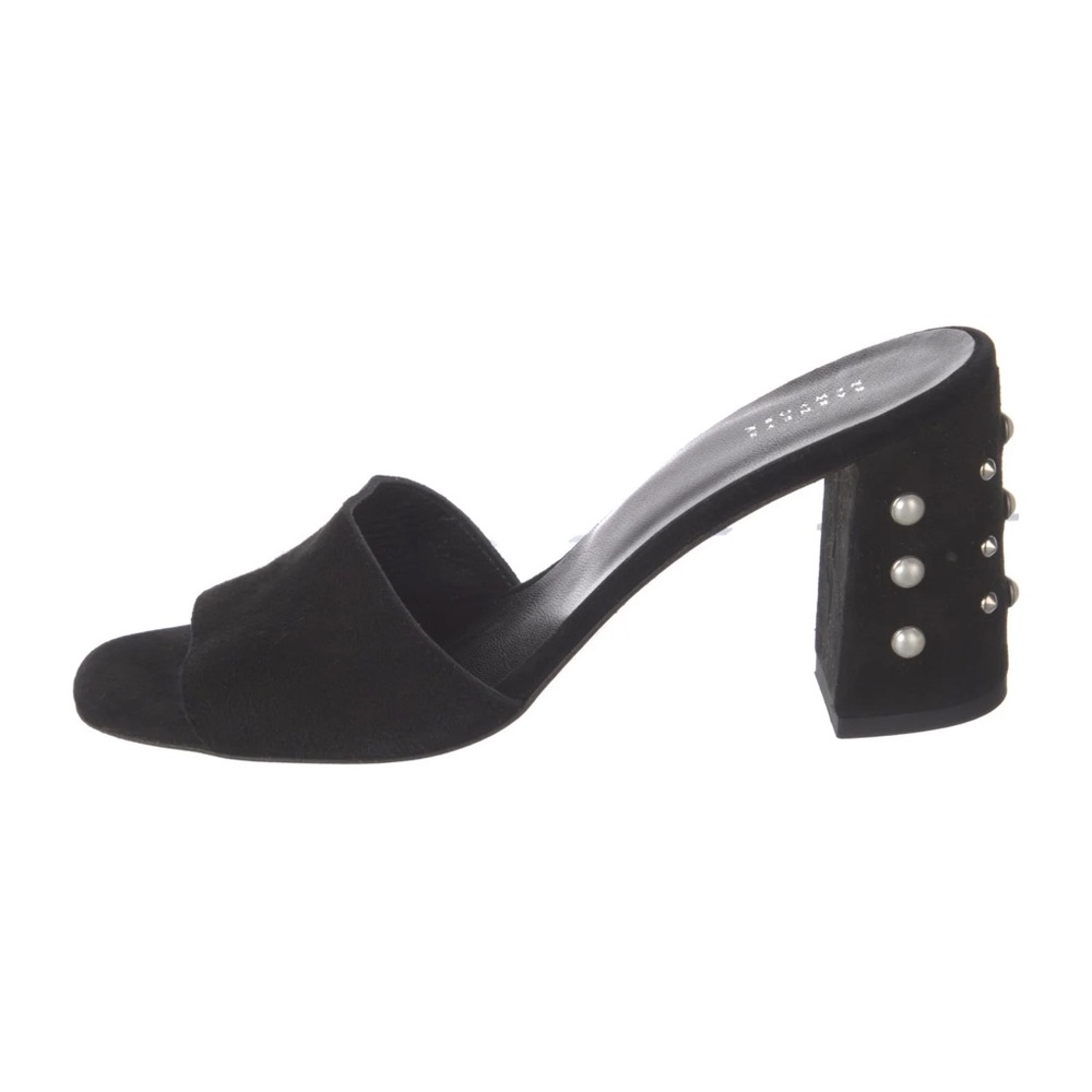 EUC Barney's NY black Embellished Visit Black Suede Mules size 38. Made in Italy